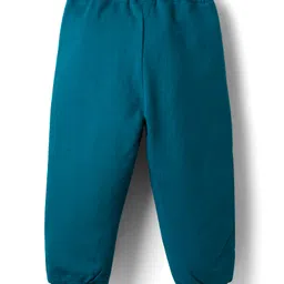 Babyhug Terry Knit Full Sleeves Top & Lounge Pant Set with Text Print & Frill Detailing - Teal Blue image 5