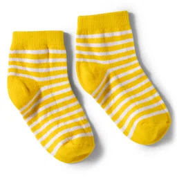 Cute Walk by Babyhug Knit Ankle Length Anti Bacterial Socks with Stripes & Car Design Pack of 3 - Yellow Black & Red image 5