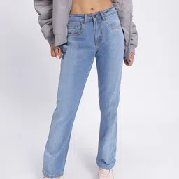 glitchez Women Casual Flex Relaxed Straight Jeans-image-5