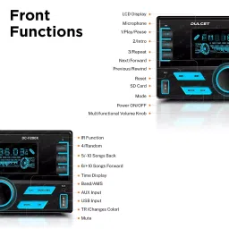Dulcet Universal Fit Single Din Mp3 Fixed Panel Car Stereo Bluetooth, Auxiliary, USB, DC-F200X image 3
