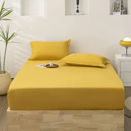 JC HOME Yellow 140 TC Queen Bedsheet Set 2 m x 1.5 m-picture-7