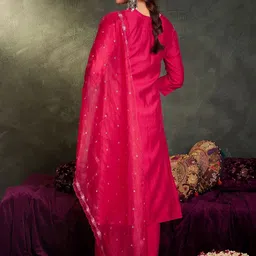 Indo Era Women Ethnic Motifs Embroidered Regular Thread Work Kurta with Trousers & With Dupatta image 3