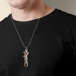 Uniqon Set Of 2 Hugging Embrace Statement Love Couple Promise Pendants with Chains image 3