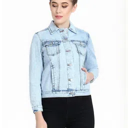 Stylecast X Kotty Women Spread Collar Solid Denim Jacket-picture-39