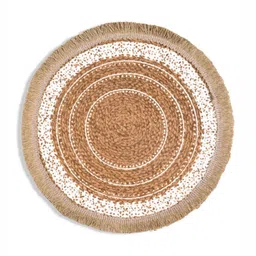 Saral Home 2 Pcs Beige & White Textured Cotton Table Placemats image 2