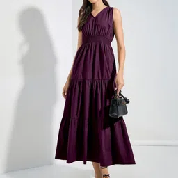 Raiyani Fashion Women V-Neck Tiered Fit and Flare Maxi Dress-picture-28
