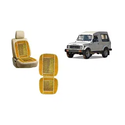 Auto Pearl Car Wooden Bead Seat Cushion with Velvet Border Compatible for Maruti Gypsy - 2 Pcs-picture-34