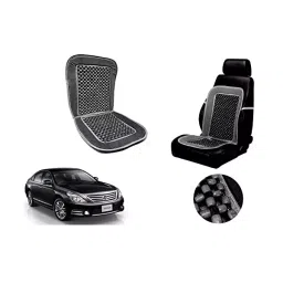 Auto Pearl Car Wooden Bead Seat Cushion with Grey Velvet Border Compatible for Nissan Teana-picture-14