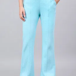 98 Degree North Women Mid Rise Flared Fit Easy Wash Regular Trousers-image-43