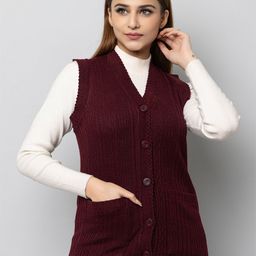 Hifzaa Women Woollen Self Design Cardigan-picture-19