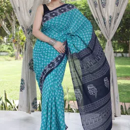 Pinkcity Trade World Floral Pure Cotton Bagru Saree image 2