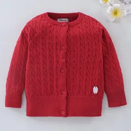 ToffyHouse Full Sleeves Cable Knit Cardigan - Red-picture-19