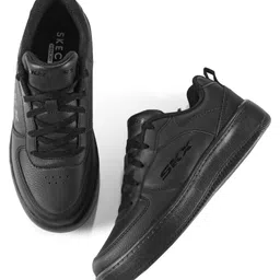 Skechers Lace Up School Shoes Solid Colour - Black-picture-28