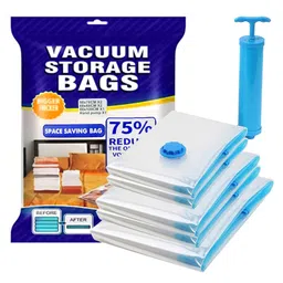FunBlast Reusable Vacuum Storage Ziplock Space Saver Bags with Hand Pump Pack of 5-picture-14