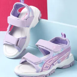 Cute Walk by Babyhug Sandals with Velcro Closure & Star Design - Purple image 1