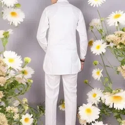 Qtsy Boys Band Collar Pure Cotton Straight Kurta With Pyjamas image 3