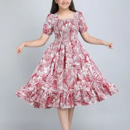 DEKLOOK Girl Puff Sleeve Crepe Formal Fit & Flare Midi Dress-picture-15