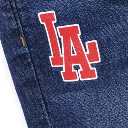 Babyhug Cotton Full Length Stretchable Denim Jeans Text Print - Blue image 3