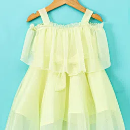 Enfance Sleeveless Bodice Pleated Shimmered Dress With Headband - Yellow image 3