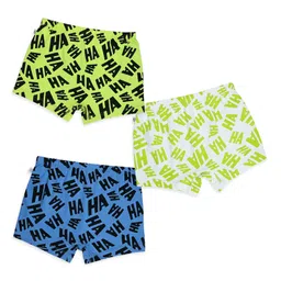 Plan B Cotton Knit Pack Of 3 Haha Text Printed Boxers - Multi Colour image 4
