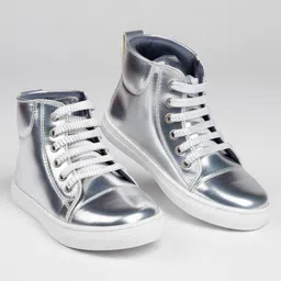 Toothless Metallic Lace Up Boots - Silver image 4