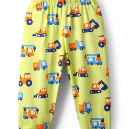 Babyhug Cotton Knit Full Sleeves Co-ords Night Suit with Vehicle Print - Light Green image 4