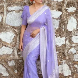 CaniBani Woven Design Zari Silk Blend Banarasi Saree-picture-13