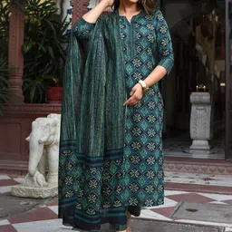 iEthniya Floral Printed Straight Kurta With Trouser & Dupatta-picture-19