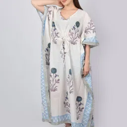 Fabric Venue Women Floral Printed Kimono Sleeve Kaftan Maxi Dress image 4
