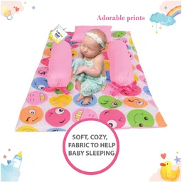 Babytoons New Born Baby Mattress with Pillow & Bolsters (0-6 Months) Pink image 5