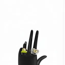 Arzonai Green Tai Chi Thread Heart-Shaped Metal Ring-picture-26