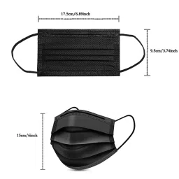 Mastership Disposable Surgical Face Mask 3 Protective Layer Nonwoven Fabric Black(Pack Of 100 pcs) image 3