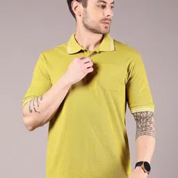 V-Mart Men Solid Polo Collar Cotton Slim Fit T-shirt-picture-53