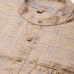 Anouk Men Cream-Coloured & Blue Woven Design Short Kurta image 5