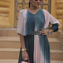 GloballyRonakRBafna Colourblocked V-Neck Basic Jumpsuit image 2