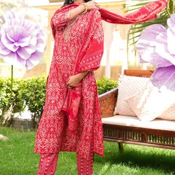 AHIKA Women Ethnic Motifs Printed Kurta with Trouser & Dupatta image 2