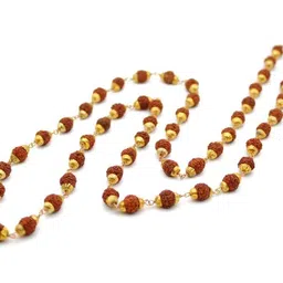 Dharmsaar 54+1 Dana Rudraksha Beads Japa Mala For Astrology And Pooja, Natural Energized Rudraksha Mala Golden Cap For Men And Women, Rudraksha Necklace Rosary image 1