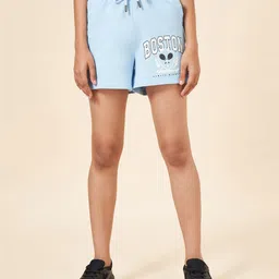 Coolsters by Pantaloons Boston Text Printed Cotton Shorts - Light Blue-picture-22