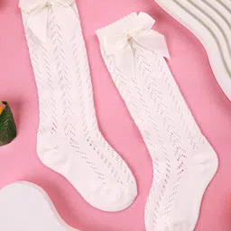 Kicks & Crawl Bow Detailed Stockings - Off White-picture-14