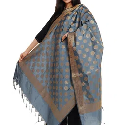 Way2Like Floral Woven Design Zari Banarasi Silk Dupatta image 2