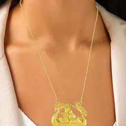 MEMOIR Gold-Plated Radha Krishna Hindu temple Jewellery Pendant-picture-14
