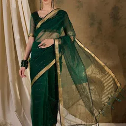 KIMISHA Embellished Sequinned Organza Saree-picture-28