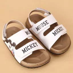 Babyoye Disney Sandals with Velcro Closure & Mickey Mouse Print - White image 2