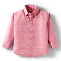 Rikidoos Full Sleeves Striped Shirt Pant With Suspender & Bow Set - Pink & Blue image 2