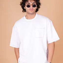 fast fashion Oversized Round-Neck Cotton T-shirt-picture-55