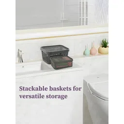 Kuber Industries Grey Set of 3 Regular Tote Basket Organisers image 4