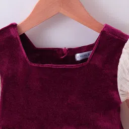 Mark & Mia Full Sleeves Winter Frock With Bow Applique - Maroon image 3