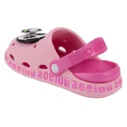 Yellow Bee Rotating Panda & Bamboo Charms Applique Detailed Perforated Slingback Clogs - Pink image 4