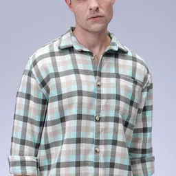 The Indian Garage Co Men Relaxed Fit Spread Collar Checked Cotton Casual Shirt-picture-24