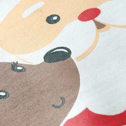 Babyhug Knit Full Sleeves Sweatshirt With Santa Claus Graphics & Peter Pan Collar - Teal image 4